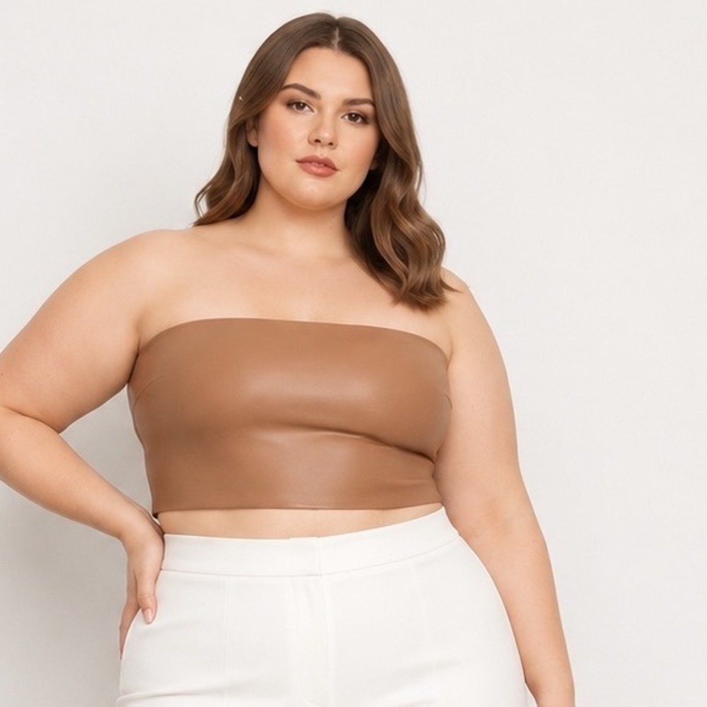 SKIMS Faux Leather Tube Top Sienna 3X Fits XL/2X‎